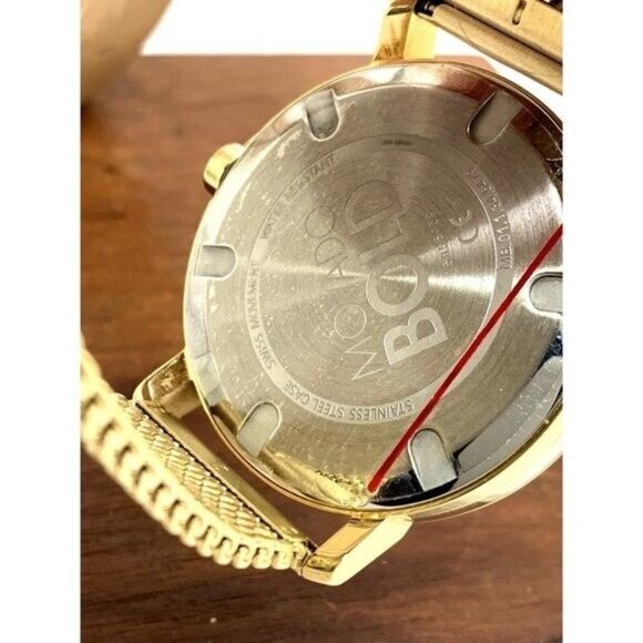 Movado Men's Watch 3600560 Bold Gold Dial Swiss Quartz Steel 40mm Mesh Band - Picture 6 of 13
